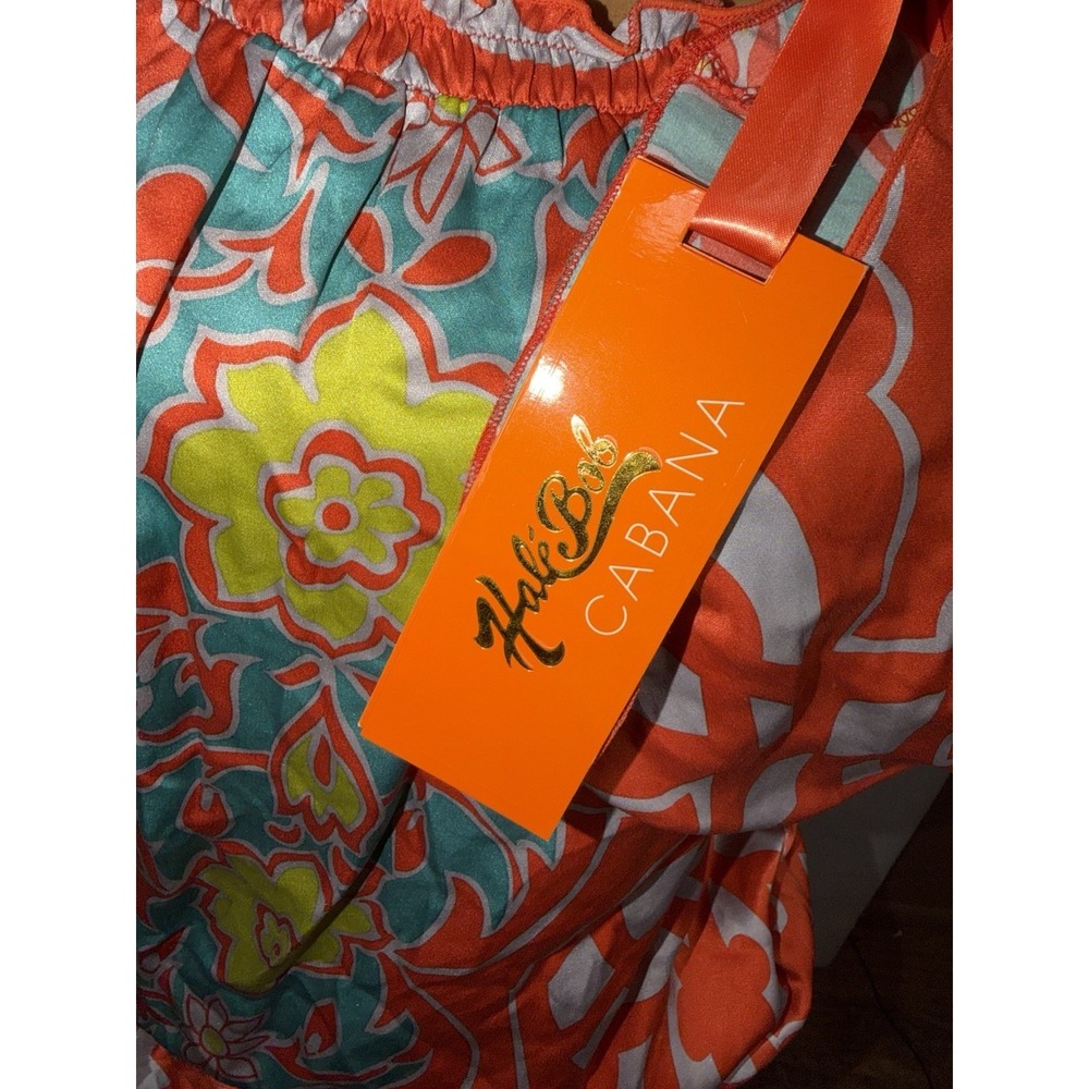 Hale Bob 100% Silk Floral Tropical On/Off Shoulder Cinch Waist Blouse Medium NWT - Picture 5 of 9